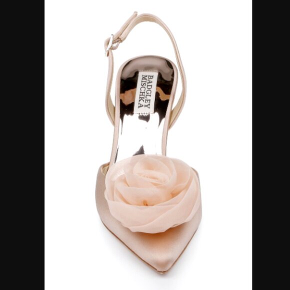 NIB Badgley Mischka Carlise Satin Slingback with Singular Rose, sz 8.5 - Picture 6 of 14